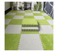 16Pcs Interlocking Foam Mats,Fluffy Carpet Tiles,Plush Area Rug,Square Splicing Floor Tiles,Soft Playmat Puzzle Floor Mat for Play Room,Green+White