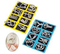 16PCS Iq Puzzle, Iq Games, Mind Games for Logic Puzzles, Mental Exercises and Group Activities with Multiple Brain Teasers, Compact Size and Reusable Materials