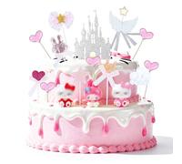 16Pcs Kity Cake Toppers, Kity Figure Cake Decoration, Kitten Cupcake Topper, Cartoon Figures Themed Birthday Decorations For Girls