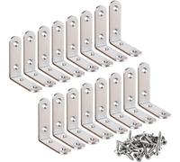16Pcs L Bracket Corner Brace 2.5 x 2.5 Inch Stainless Steel Corner Brackets, Heavy Duty 90 Degree Joint Right Angle Shelf Brackets for Shelves Wood Furniture with Screws