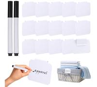 16PCS Labels for Baskets, Plastic Basket Labels On Writable Erasable with 2 Marker pens Chalkboard Label for Storage Bins Fabric Organization Box (White)
