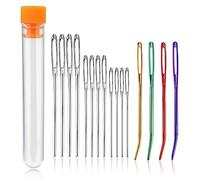 16pcs Large-Eye Blunt Needles, Large Eye Sewing Darning Needles for Wool Stainless Steel Tapestry Hand Sewing Yarn Wool Needle for Crochet DIY Crafts