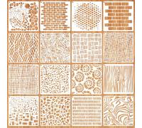 16pcs Layering Stencils for Painting, 6x6in Abstract Mixed Texture Stencils for Crafts Layered Pattern Templates Art Paint Stencils for Canvas Card Mix Media Wood Wall