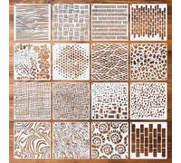 16pcs Layering Stencils for Painting, Mixed Media & Texture Art Stencils for Crafts, Card Making & Wall Canvas