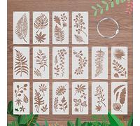 16pcs Leaf Stencils for Painting and Crafts - Reusable Flower Template for DIY Art, Scrapbook, Wall Decor - Floral Leaves Drawing Stencil