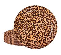 16Pcs Leopard Print Party Paper Plates 7" Jungle Animals Round Dinner Plates Leopard Texture Theme Party Plates for Baby Shower Kids Jungle Safari Zoo Animal Theme Birthday Party Decorations