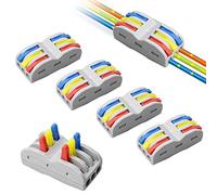 16pcs Lever Nut Wire Connectors, Conductor Compact Wire Connectors 6 Hole Quick Cable Clamp Terminal Block Spring Connector Electrical Connectors (Multicolor Lever)