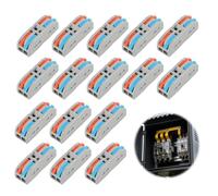 16pcs Lever Wire Connectors SPL-2 Lever-Nut Wire Connectors, 2 Way 4 Port Quick Connection Terminal for Electric Wire Connectors, Compact Terminal Block with Lever, Electrical Connectors Push Fit