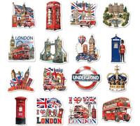16PCS London Fridge Magnets, England London Icons Themed Refrigerator Locker Office Decorations Magnetic, Souvenir Gifts
