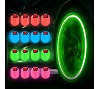 16PCS Luminous Skull Tyre Valve Caps, Glow in The Dark Car Dust Caps, Universal Fluorescent Valve Caps, Heavy Duty Dust Caps with O-Seal Ring, Car Accessories for Cars SUVs Motorcycles Bikes