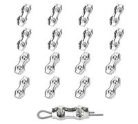 16PCS M3 Wire Rope Clamps, Duplex Bolt Cable Clips Rope Cable Grip | Silver M3 Steel Wire Clips, 304 Stainless Steel, Adjustable Rope Clamp for Cable Fixing, Electric Fence Wire Clip Rigging
