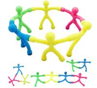16Pcs Magnetic Men Toys, Colourful Plastic Magnet Toys with Strong Magnetic Hands and Feet, Stick Figure Fridge Magnets, Fidget Travel Toy for Desks, Lockers, Whiteboards