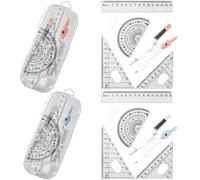 16pcs Maths Set,Protractor And Compass Set School Ruler Set For Drafting And Drawing Geometry Sets for Secondary for IncludesRulers,Triangle Ruler,Protractor,Compass,Pencil Lead,Eraser,Storage Case