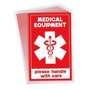 16pcs Medical Equipment Luggage Stickers, 2x3 Inch Please Handle with Care Labels Waterproof Warning Decal for Fragile Medical Supplies Tag (Red and White)