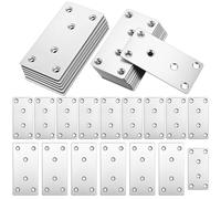 16pcs Metal Flat Brackets for Wood, 10pcs 80 × 40mm and 6pcs 100 x 50mm Stainless Steel Sleeper Brackets Mending Joining Plates for Fence Post and Timber Fixing and Joining