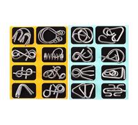 16Pcs Metal Wire Puzzle Logic Brain Teaser Set, Brain Teaser Wire Puzzles, Classical Mini Metal Puzzles Set, Metals Ring I-Q Puzzle Difficult Games, For Party Game Night Classroom Kindergarten Boys
