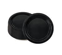 16PCS Midnight Black Paper Plates 18cm,Disposable Paper Plates 7 inch Solid Color Paper Round Dinner Plates Tableware Party Plates for Birthday,BBQs,Halloween,Picnic,Kids Shower Party Plates Supplies