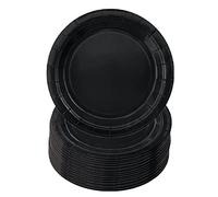 16PCS Midnight Black Paper Plates 23cm/9 inch - Round Dinner Tableware for Birthday, BBQs, Halloween, Picnic, Kids Shower Party Supplies