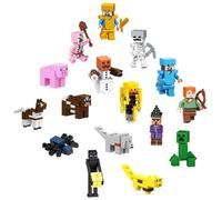 16pcs Mini Figures Miner Gamer Cake Figures Set Cake Toppers Figurs Toys Set 3D Cupcake Toppers Decoration Happy Birthday Game Topper Figure Gift for Kids Boy Girl and Game Fans 2-7cm