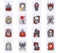 16pcs Mini Human Skeleton Diamond Painting Kit for Adults,Small Gothic 5D Diamond Art Kits for Beginner,Gem Art,Crystal Kits Round Drill for Home Wall Decor Gifts,Women, Men (Skeleton)