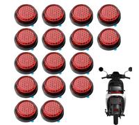 16PCS Motorcycle Reflectors Red Small Round Rear Red Reflectors 20 MM Self Adhesive License Plate Safety Number Plate Round Reflector for Motorcycle Electric Vehicle Bicycle Fenders
