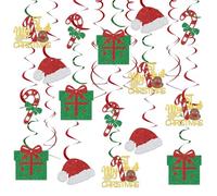 16Pcs My 1st Christmas Hanging Swirls Christmas First Birthday Ceiling Decoration Santa Baby Baby Shower Decoration Red Green Glitter