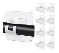 16Pcs Nail Free Adjustable Curtain Rod Holders, Nail-Free Adjustable Curtain Rod Holders, Self Adhesive Curtain Rod Bracket for Home Bathroom Kitchen and Hotel (Transparent)