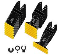 16PCS Oscillating Saw Blades, Titanium Multitool Blades Set, High Carbon Steel Half-Round Multi Tool Blades for Wood, Plastic, Drywall Compatible with Dewalt, Makita, Fein (with 3 Extra Adapters)