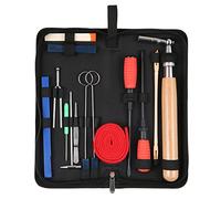 16pcs Piano Tuning Kit, Professional Tuning Tools Set, Tuning Wrench Long Handle Tuning Wrench Rubber Mutes Screwdriver Tweezers Hammer Temperament Felt Strip Fork for Piano Tuner with Bag