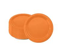 16PCS Pumpkin Orange Paper Plates 18cm, Disposable 7 Inch Solid Color Round Dinner Plates for Birthday, BBQs, Christmas, Picnic, Kids Shower Party Supplies