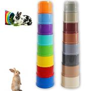 16PCS Rabbit Stacking Cups Set, Rabbit Toys Boredom Breaker Guinea Pig Toys | Colorful, Rabbits Need to Search for Food to Eat, Consuming Energy, Sturdy Construction for Daily Gnawing and Tipping Play