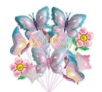 16Pcs Rainbow Butterfly Balloon Set, Spring and Summer Party Decoration, Wings Flower Star Balloon, Girl Fairy Theme Birthday Party, Baby Shower and Bridal Shower Decoration