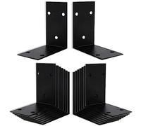 16Pcs Raised Garden Bed Corner Brackets, 4Inch Stainless Steel Bracket, Black Angle Brackets, L Corner Brace, Heavy Duty L Brackets 90° Metal Bracket for Wooden Furniture Timber （4 Different Sizes）