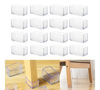 16Pcs Rectangle 20x40mm Silicone Chair Leg Floor Protectors, Chair Leg Caps, Furniture Foot Protector, Free Moving Table Leg Covers, Stool Leg caps to Prevent Hardwood Floor Scratches and Reduce Noise
