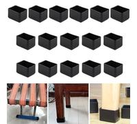 16Pcs Rectangle 30x40mm Silicone Chair Leg Floor Protector, Black Chair Leg Caps, Furniture Foot Protectors, Stool Leg caps to Prevent Hardwood Floor Scratches and Reduce Noise