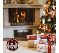 16PCS Red Christmas Balls Ornaments with Sturdy Plastic Interior for Holiday Tree Decoration and Party Display Options (Red balls16 pieces)