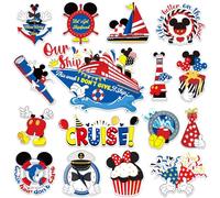 16pcs Reflective Captain & Mouse Cruise Door Decorations - Cute Summer Life Magnetic Stickers & Decals for Cars, Refrigerator, Carnival Cruise Ship, Birthday & Holiday Party