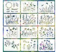 16PCS Reusable Geometric Stencils for Crafts Painting,6x6 Inch Mixed Texture Art Stencils for Wood Wall Furniture Fabric Floor,DIY Spray Paint Templates for Card Making Cake Decor Scrapbooking
