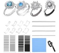 16PCS Ring Size Adjuster - Ring Resizer for Loose Rings - Transparent Ring Adjuster - Comfortable & Invisible Fit - Includes Polishing Cloth