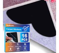 [16Pcs] Rug Grippers for Laminate Floor, Anti Slip Rug Underlay for Hard Floors, Underlay Rug Stickers Non Slip Mat, Carpet Grippers Strips for Rugs on Wooden Floors (Black)
