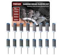 16Pcs Sanding Drums Sandpaper Sticks Set with 1/8"(3mm) Shank for Dremel Rotary Tool,1500/2000/2500/3000 Grits Different Meet More Needs for Metal Rust Removal/Jade Polishing/Stone Grinding