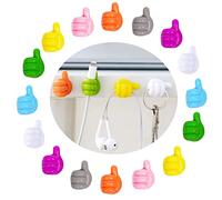 16PCS Self-Adhesive Silicone Thumb Hooks, MOODKEY Multi-Function Cable Holder Wall Decoration Hook for Cable Clip Earphone Toothbrush Key Hat Makeup Brush Home Office Wall Storage Wire Desk Organizer
