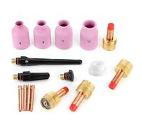 16pcs/Set Ceramic Nozzle Gas Lens Kit, TIG Welding Gun Consumables for Torch 17/18/26, Premium Copper Collet and Durable Ceramic Nozzle with Excellent Thermal Conductivity, Complet