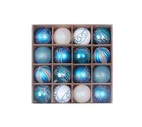 16pcs/set Christmas Balls 6cm,Morbuy Assorted Shatterproof Ball Xmas Tree Hanging Ornament Hanging Christmas Ball Set for Xmas Home Festive Party Birthday Wedding Decoration (Blue and white)