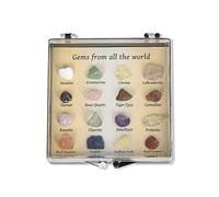 16pcs/Set Natural Mineral Ore Specimens Kit with Box, Rock Mineral Collection Geology Crystals,The Best Geological Teaching Materials for Students.