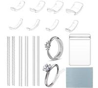 16Pcs Set Ring Size Adjuster for Loose Rings, Ring Tightener for Loose Rings Set, Includes 5 Sizes Various Widths, Adjustable Reducer Clips Comfortable Fit, Prevents Slipping During Activities