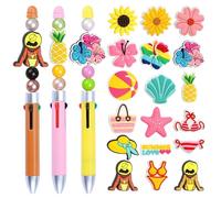 16PCS Silicone Focal Beads for Pens, Doughnut Style Focal Beads Bulk for Keychain Making Beadable Pens Crocs Jewelry Bracelet Making DIY Crafts Project Supplies