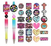 16PCS Silicone Focal Beads for Pens, Doughnut Style Focal Beads Bulk for Keychain Making Beadable Pens Crocs Jewelry Bracelet Making DIY Crafts Project Supplies, Polyvinyl Chloride