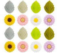 16pcs Silicone Knitting Needle Stoppers, Daisy Leaves Knitting Needles Toppers Point Protector Covers Colorful Knitting Needle Cap Plugs for Knitting Sewing Quilting Crocheting DIY Art Project