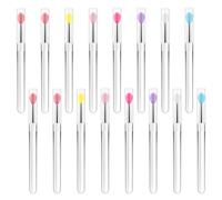 16pcs Silicone Lip Applicator Brushes,Silicone Lip Brushes with Cap,Reusable Nail Glitter Pigment Pen,Lips Gloss Balm & Eyeshadow Brush Applicators